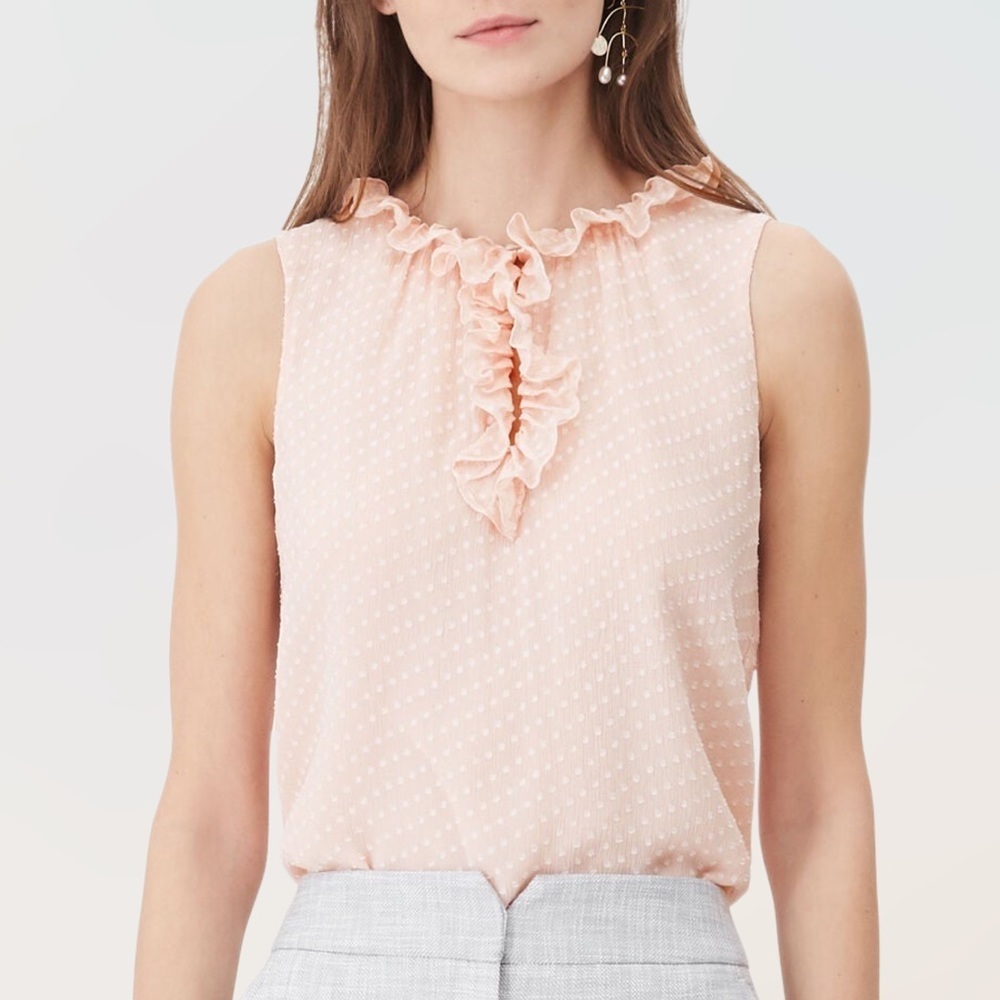 Rebecca Taylor Sz 6 Pink Swiss Dot Tank Blouse